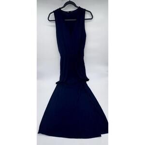 Krisa Women's Maxi Dress Small Blue Solid Sleeveless V Neck